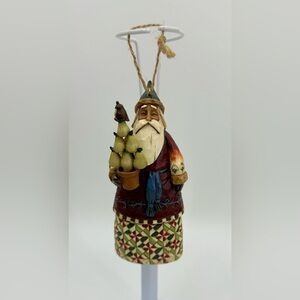 Jim Shore “Santa & A Partridge in a Pear Tree” Hanging Christmas Ornament 2002
